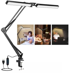 Wevivi Lámpara Led Doble Brazo De Escritorio Oficina Usb